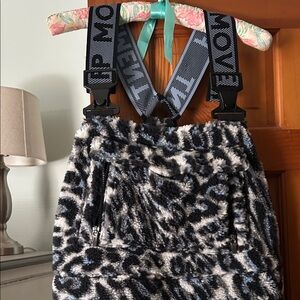 FP Movement cheetah Print Ski overalls with Black Straps and pockets